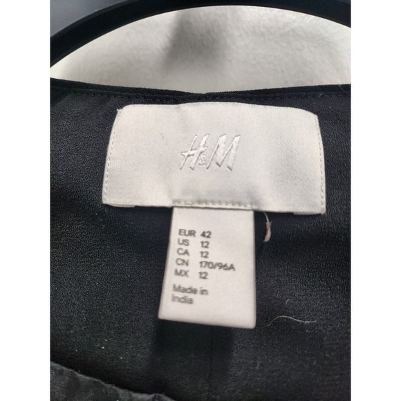 H&M Womens Black Beaded Cropped Blazer Jacket Size 12 Open Front Long Sleeve - Picture 6 of 9